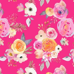 Kiss of Summer Watercolor Floral // Hot PInk
