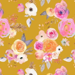 Kiss of Summer Watercolor Floral // Mustard