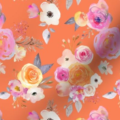 Kiss of Summer Watercolor Floral // Persimmon