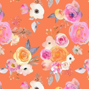 Kiss of Summer Watercolor Floral // Persimmon