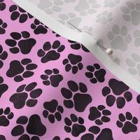 Pawprints Black on Pink