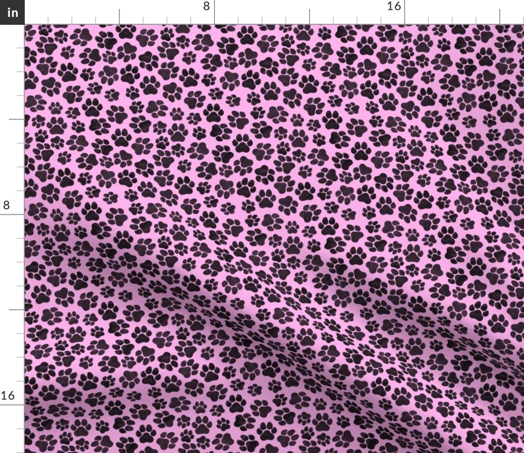 Pawprints Black on Pink