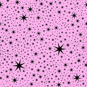 Stars Galore Black on Pink