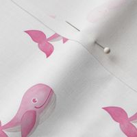 Deep sea watercolor whales under water ocean kids theme nursery girls soft pink