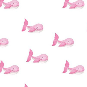 Deep sea watercolor whales under water ocean kids theme nursery girls soft pink