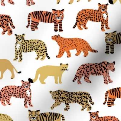 big cats pattern fabric - tiger fabric, cheetah fabric animals fabric  yellow