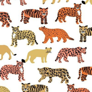 big cats pattern fabric - tiger fabric, cheetah fabric animals fabric  yellow