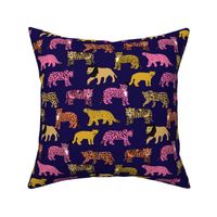 big cats pattern fabric - tiger fabric, cheetah fabric animals fabric  pink, orange, yellow