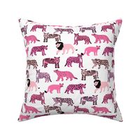 big cats pattern fabric - tiger fabric, cheetah fabric animals fabric  pink tigers