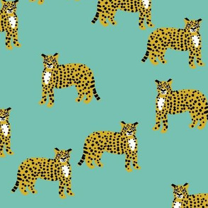 cheetah fabric - cheetah wallpaper, andrea lauren fabric, animals fabric, andrea lauren design - mint