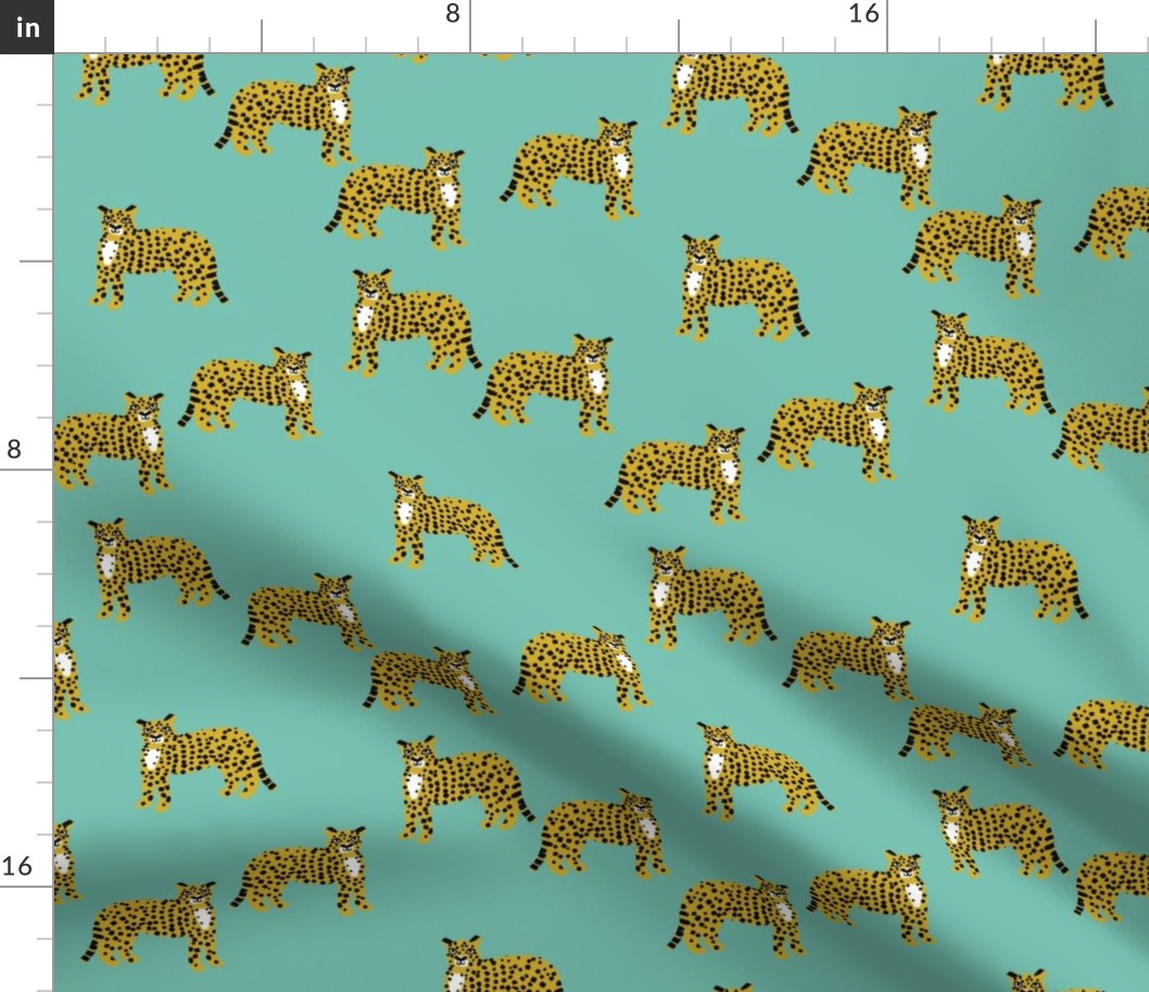 cheetah fabric - cheetah wallpaper, andrea lauren fabric, animals fabric, andrea lauren design - mint