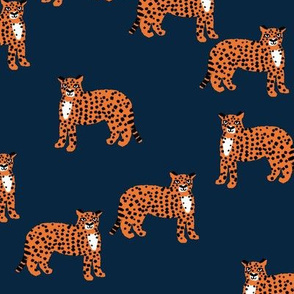 cheetah fabric - cheetah wallpaper, andrea lauren fabric, animals fabric, andrea lauren design -  navy and orange