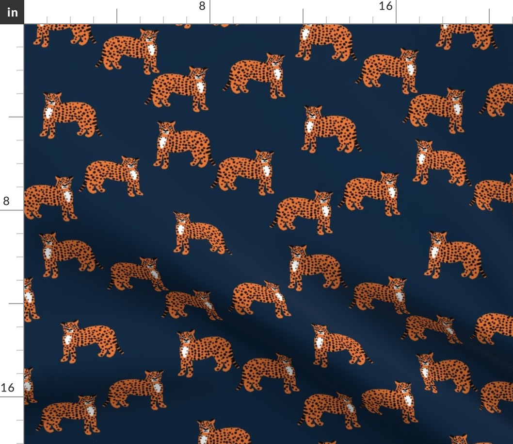 cheetah fabric - cheetah wallpaper, andrea lauren fabric, animals fabric, andrea lauren design -  navy and orange