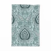 Damask Floral Medallion Pine and Mint