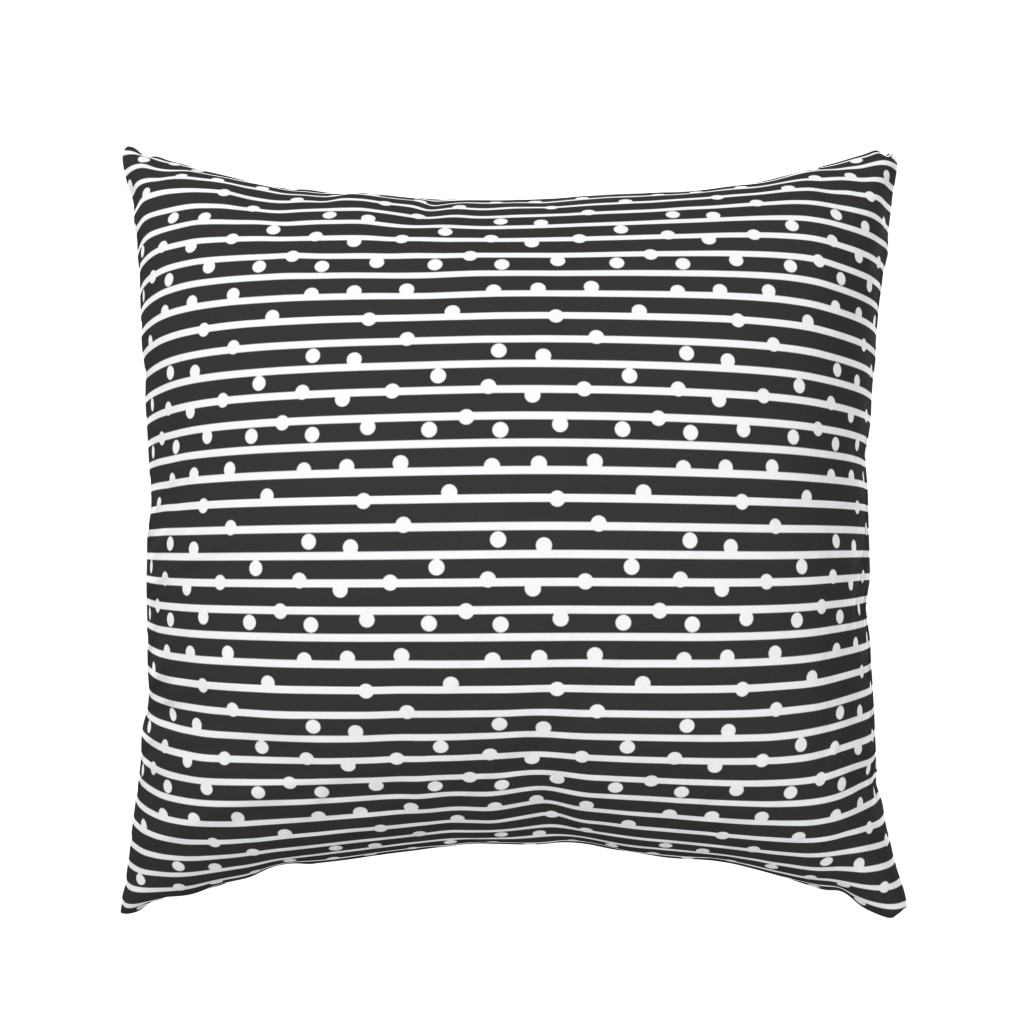 Breton Stripe White Dots on Dark Gray