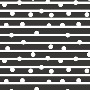 Breton Stripe White Dots on Dark Gray