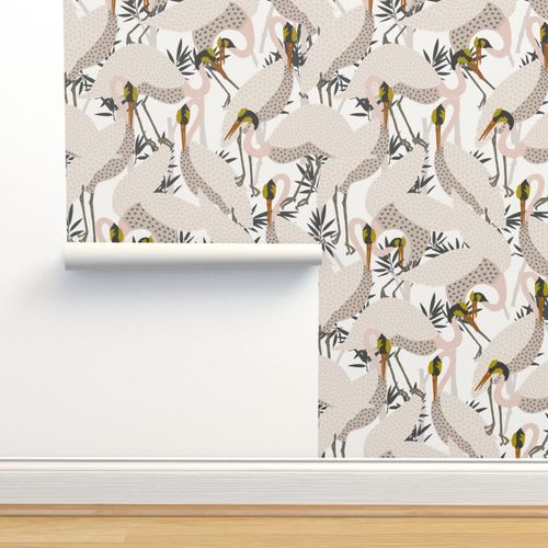 HERON WHITE Wallpaper | Spoonflower