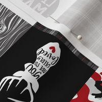 3 inch Little Man//Deerly Loved//Red&Black - Wholecloth Cheater Quilt - Rotated