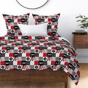 3 inch Little Man//Deerly Loved//Red&Black - Wholecloth Cheater Quilt - Rotated