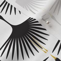 Art Deco Swans - Black on White 4" Wingspan