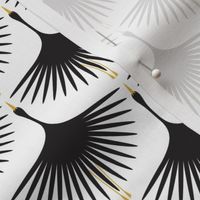 Art Deco Swans - Black on White - 3" Wingspan