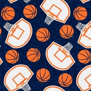 basketball hoops and balls - navy and orange - LAD20