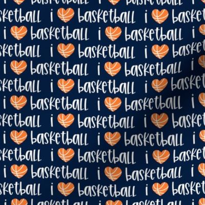 I love basketball - navy - basketball hearts - LAD20