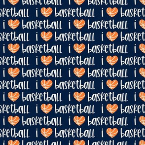 I love basketball - navy - basketball hearts - LAD20