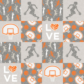 basketball LOVE - women's/girl's basketball patchwork - wholecloth - grey - LAD20