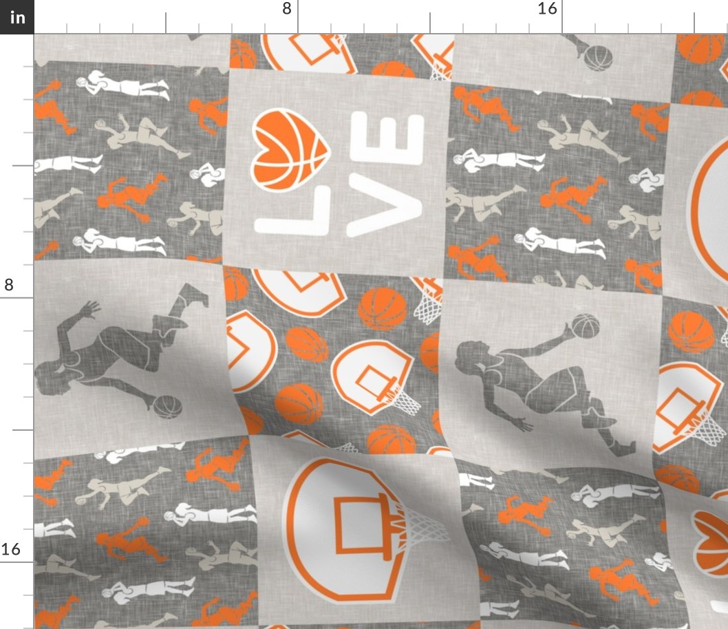 basketball LOVE - women's/girl's basketball patchwork - wholecloth - grey (90) - LAD20