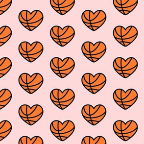 basketball hearts - black on pink  - LAD20