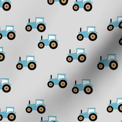 Little tractor farm machine and retro vehicles farmer car bright blue yellow red