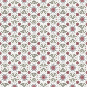 SMALL  retro daisy fabric - wallpaper, muted seventies, hippie boho design - sfx1718 clover