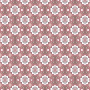 SMALL retro daisy fabric - wallpaper, muted seventies, hippie boho design - sfx1610 dusty rose