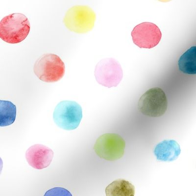 Watercolor rainbow polka dot ★ painted colorful dots for modern nursery