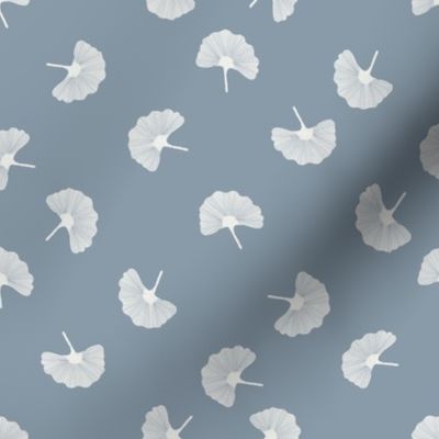 gingko leaf fabric - muted neutral fabric, trendy kids room fabric - sfx4013 denim