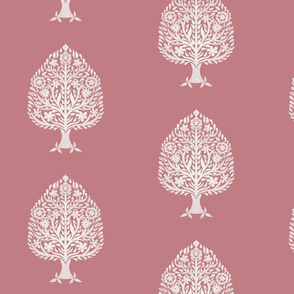LARGE tree block print fabric - blockprint fabric, indian fabric, home decor - sfx1610 dusty rose