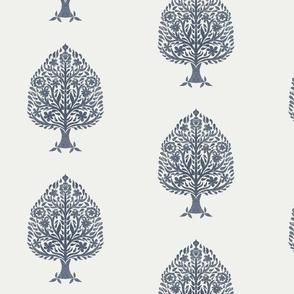 LARGE tree block print fabric - blockprint fabric, indian fabric, home decor - sfx3928 indigo
