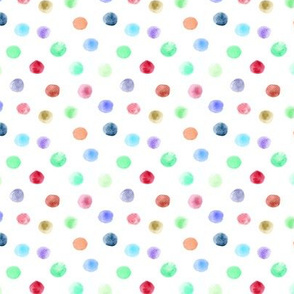 Watercolor rainbow confetti ★ colorful painted polka dot pattern for modern nursery