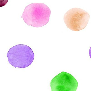 Large scale watercolor rainbow polka dot ★ painted colorful spots for modern home decor, nursery, kids