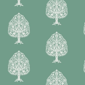 LARGE tree block print fabric - blockprint fabric, indian fabric, home decor - sfx5815 rainforest