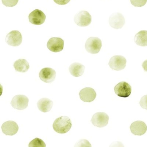 Olive green watercolor polka dot ★ painted spots for minimal neutral nursery, home decor, bedding