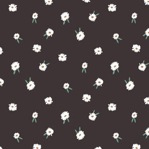 ditsy daisy fabric - simple floral fabric, prairie fabric - sfx1111 coffee