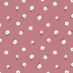 ditsy daisy fabric - simple floral fabric, prairie fabric - sfx1610 dusty rose