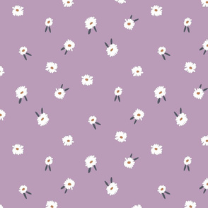 ditsy daisy fabric - simple floral fabric, prairie fabric - sfx3307 lavender