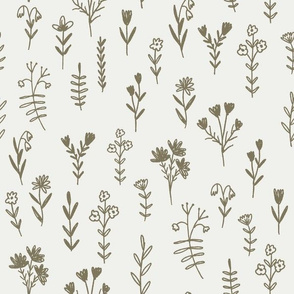 wildflower fabric - prairie girl fabric, muted nursery fabric - sfx0620 aloe