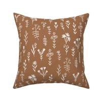 wildflower fabric - prairie girl fabric, muted nursery fabric - sfx1336 pecan