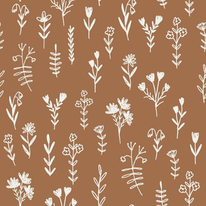 wildflower fabric - prairie girl fabric, muted nursery fabric - sfx1336 pecan