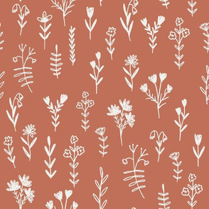 wildflower fabric - prairie girl fabric, muted nursery fabric -  apricot sfx1436