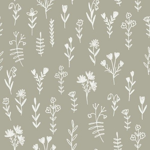 wildflower fabric - prairie girl fabric, muted nursery fabric - sfx0110 sage